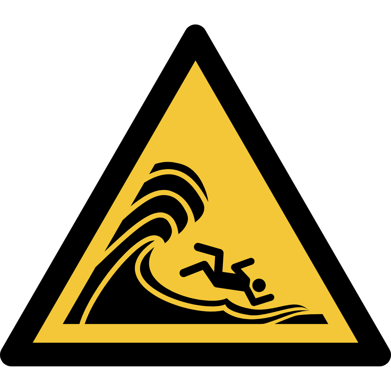 Señal de Seguridad Advertencia de Oleaje Alto o Grandes Olas Rompientes, 300 x 264 mm