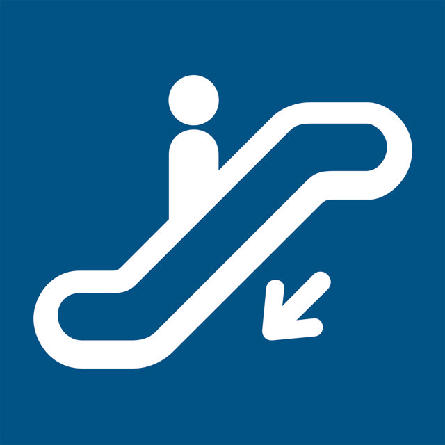 Señal de Escalera Mecánica Descendente, 200 x 200 mm