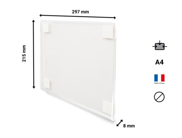 Porta carteles acrílico autoadhesivo, permanente, A4, vertical/horizontal