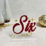 Placa para numeración de mesas redondeada en acrílico personalizable