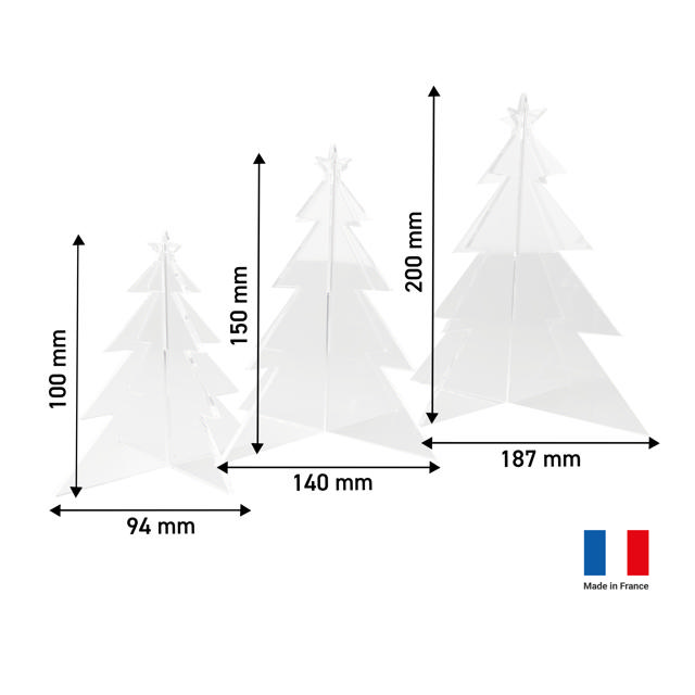 Conjunto de árboles de Navidad en acrílico